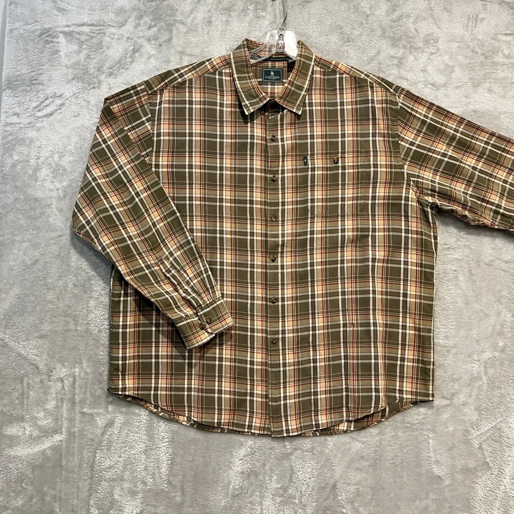 G.H. Bass & Co. Button Down Shirt Mens XXL Green Plaid Long Sleeve Cotton